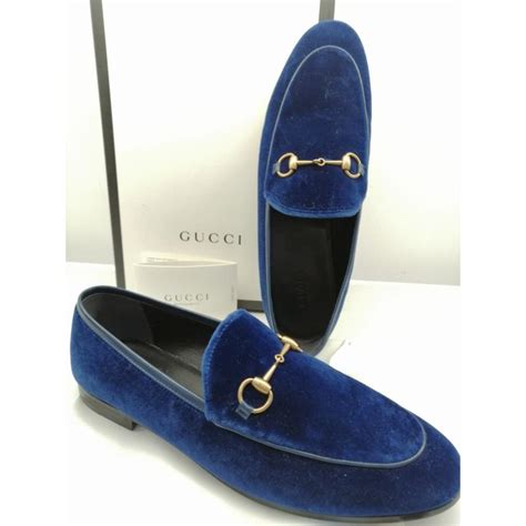 mocassini gucci blu con zeppa nera|Mocassini Gucci in Velluto Blu taglia 8.5 US .